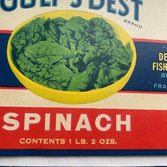 Gulf's Best Can Labels Lot of 5 Vintage Deer Island Fish & Oyster Co - Picture 10 of 14